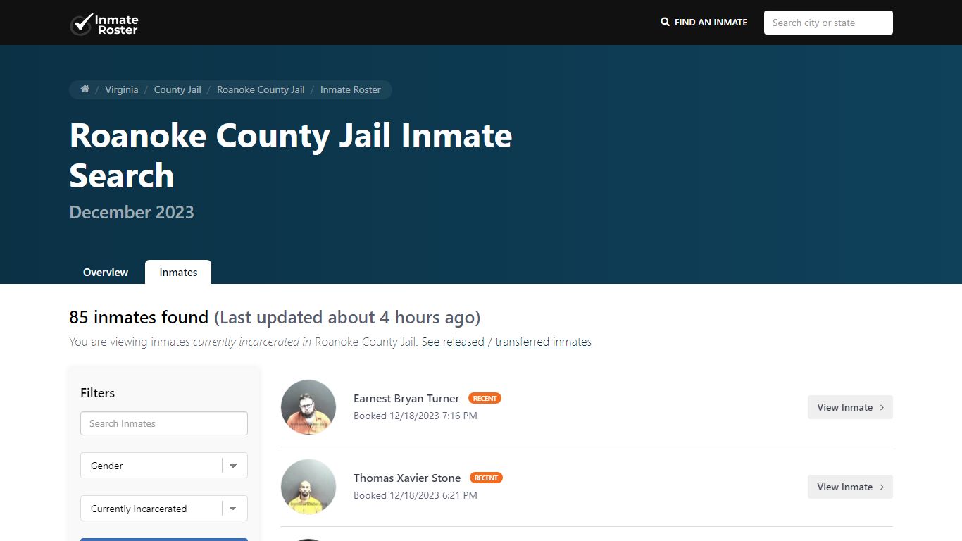 Roanoke County Jail Inmate Search - InmateRoster